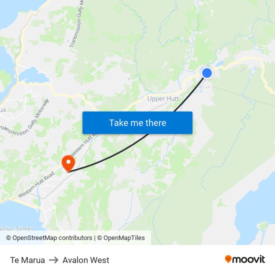 Te Marua to Avalon West map