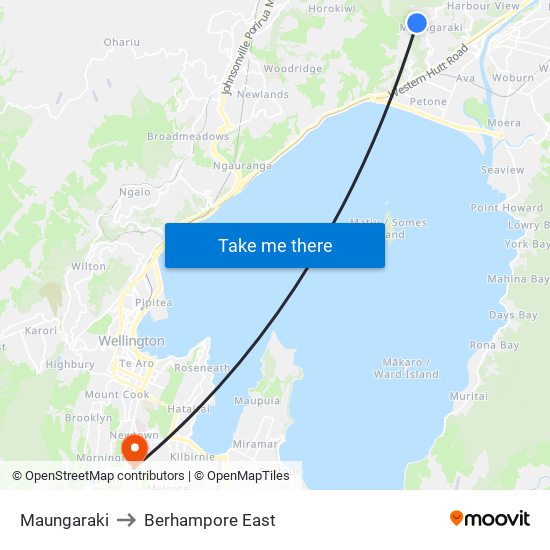 Maungaraki to Berhampore East map