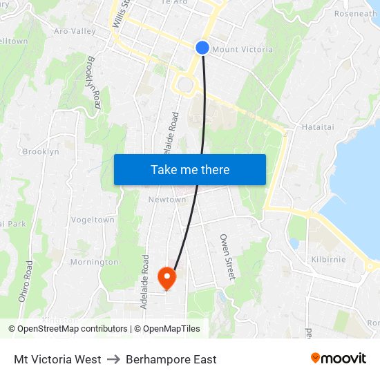 Mt Victoria West to Berhampore East map