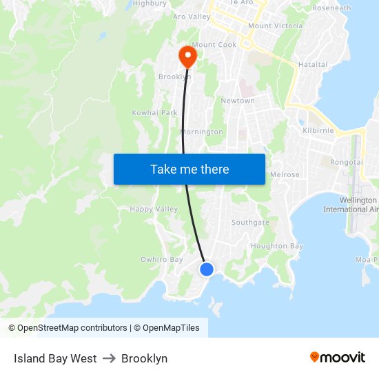 Island Bay West to Brooklyn map