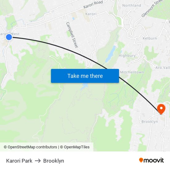 Karori Park to Brooklyn map