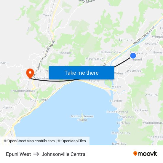 Epuni West to Johnsonville Central map