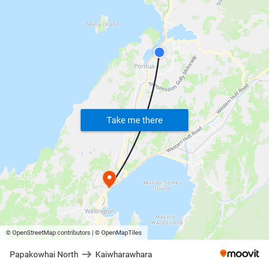 Papakowhai North to Kaiwharawhara map