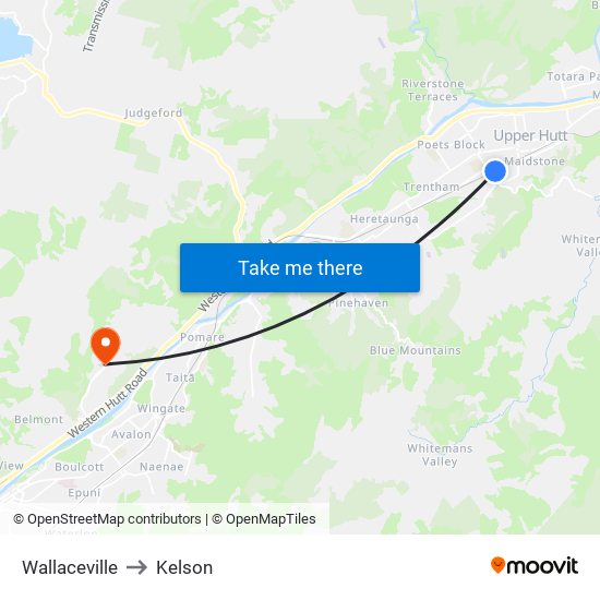 Wallaceville to Kelson map