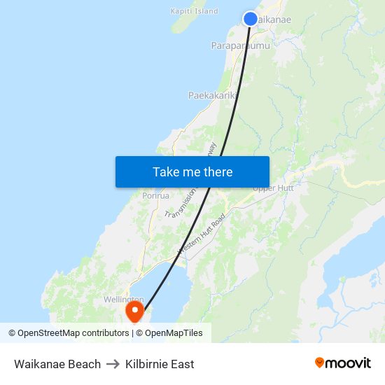 Waikanae Beach to Kilbirnie East map