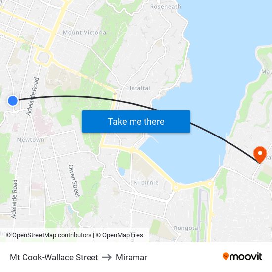 Mt Cook-Wallace Street to Miramar map