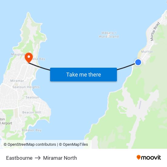 Eastbourne to Miramar North map