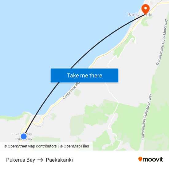 Pukerua Bay to Paekakariki map