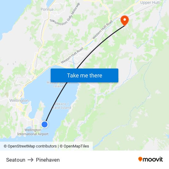 Seatoun to Pinehaven map