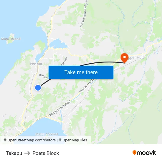 Takapu to Poets Block map