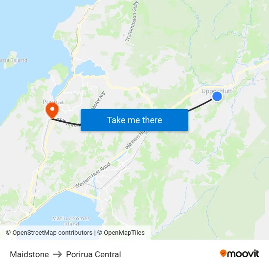Maidstone to Porirua Central map