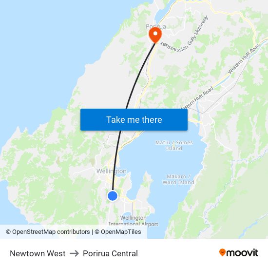 Newtown West to Porirua Central map