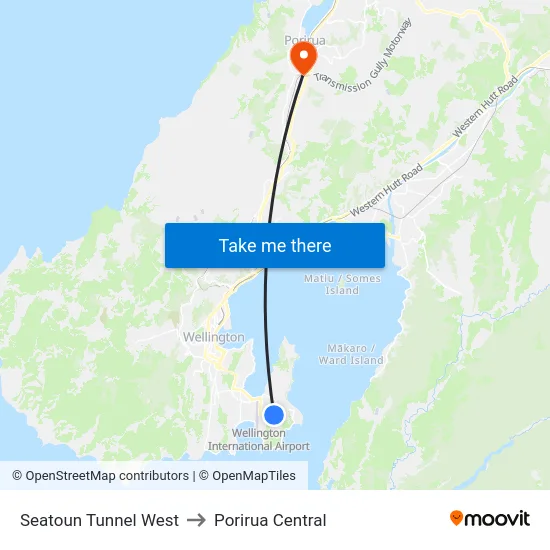 Seatoun Tunnel West to Porirua Central map