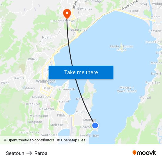 Seatoun to Raroa map