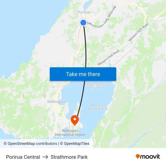 Porirua Central to Strathmore Park map
