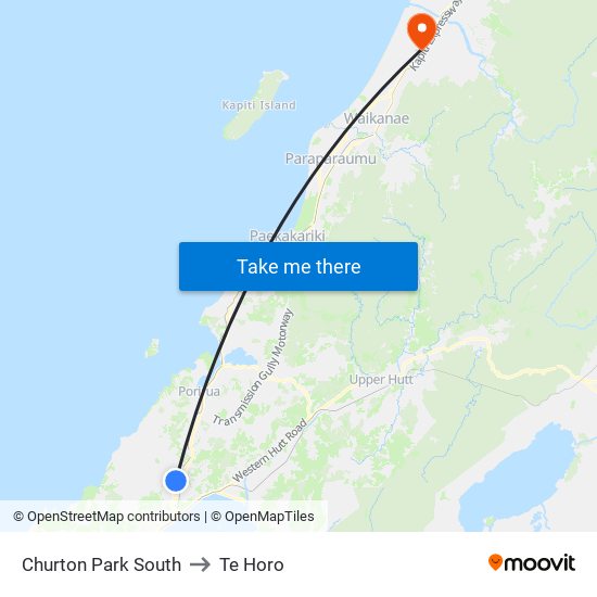 Churton Park South to Te Horo map