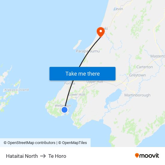 Hataitai North to Te Horo map