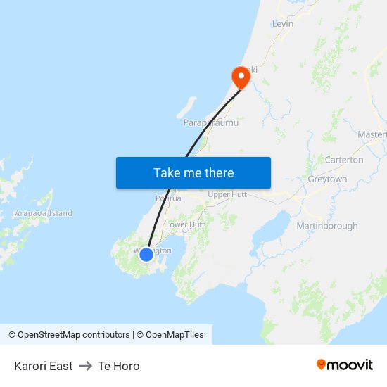 Karori East to Te Horo map