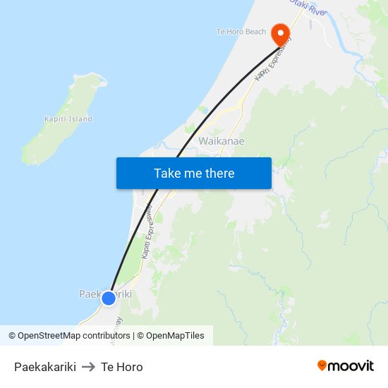 Paekakariki to Te Horo map