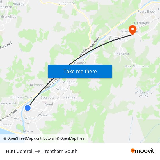 Hutt Central to Trentham South map