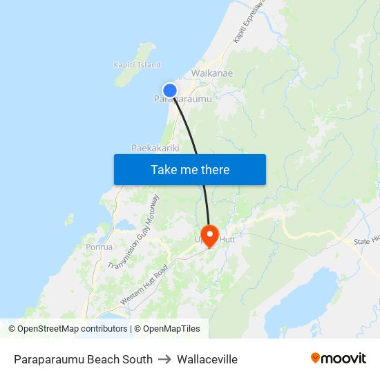 Paraparaumu Beach South to Wallaceville map