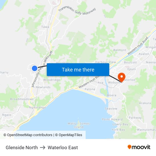 Glenside North to Waterloo East map