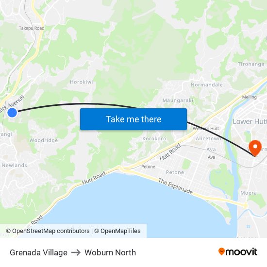 Grenada Village to Woburn North map