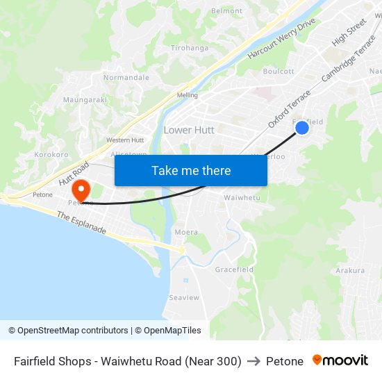 Fairfield Shops - Waiwhetu Road (Near 300) to Petone map