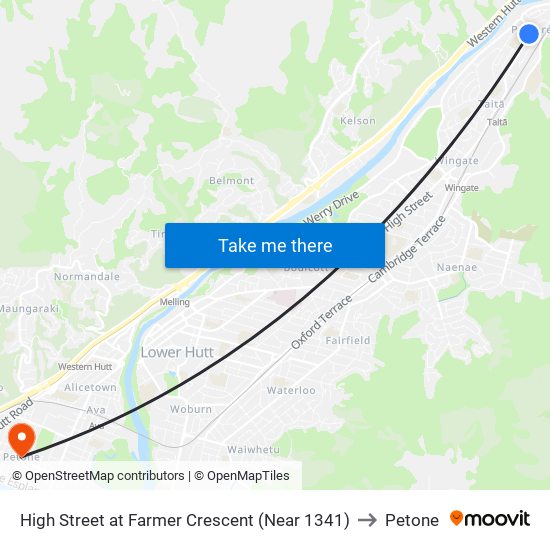 High Street at Farmer Crescent (Near 1341) to Petone map