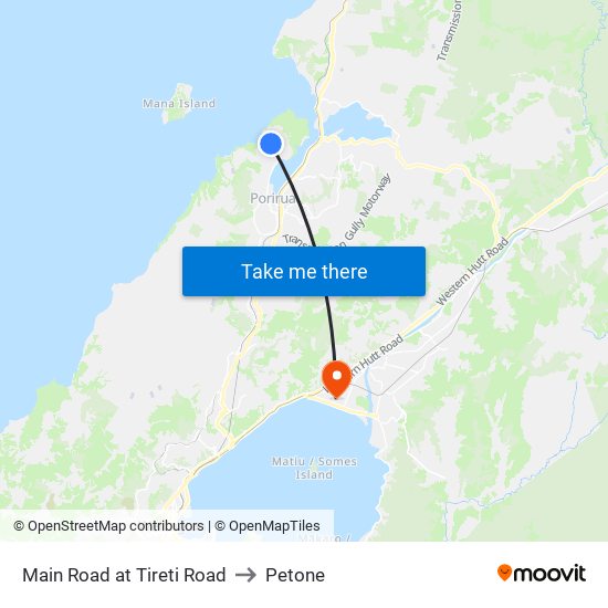 Main Road at Tireti Road to Petone map