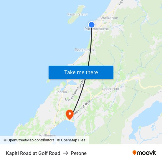 Kapiti Road at Golf Road to Petone map