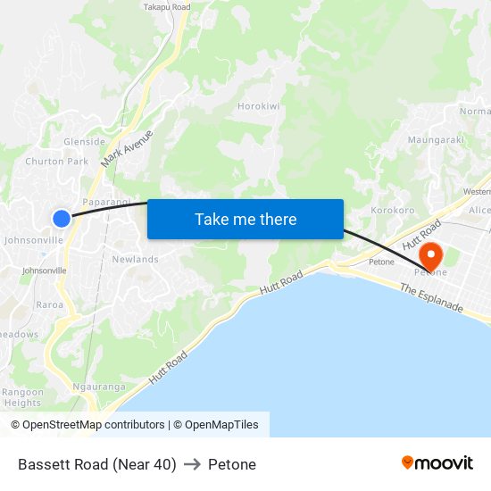 Bassett Road (Near 40) to Petone map