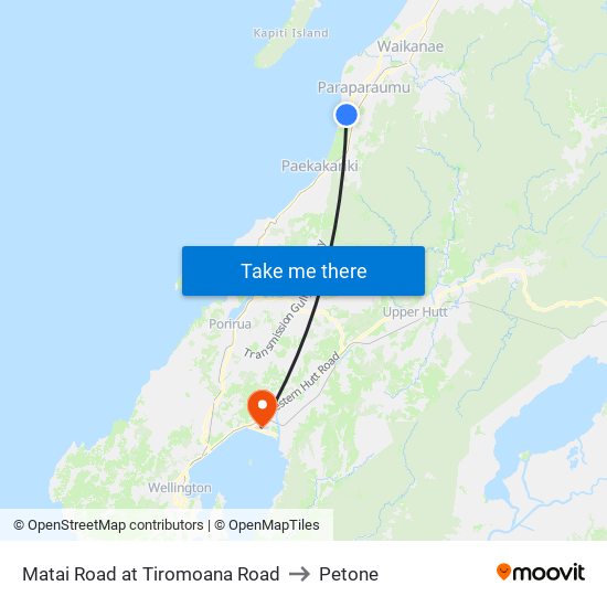 Matai Road at Tiromoana Road to Petone map