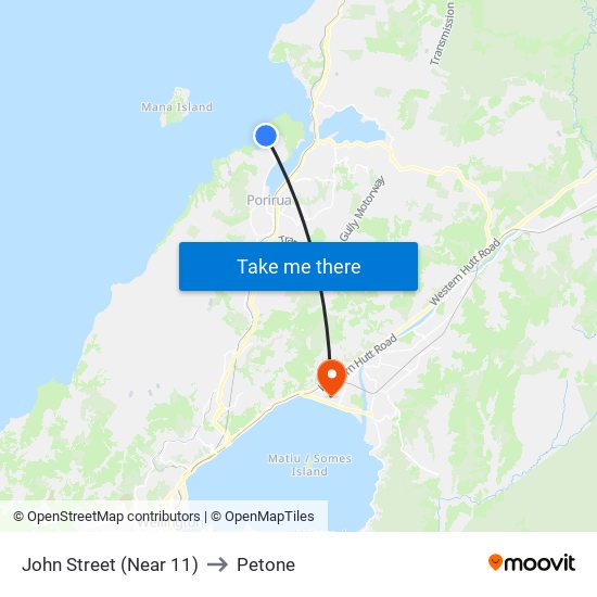 John Street (Near 11) to Petone map