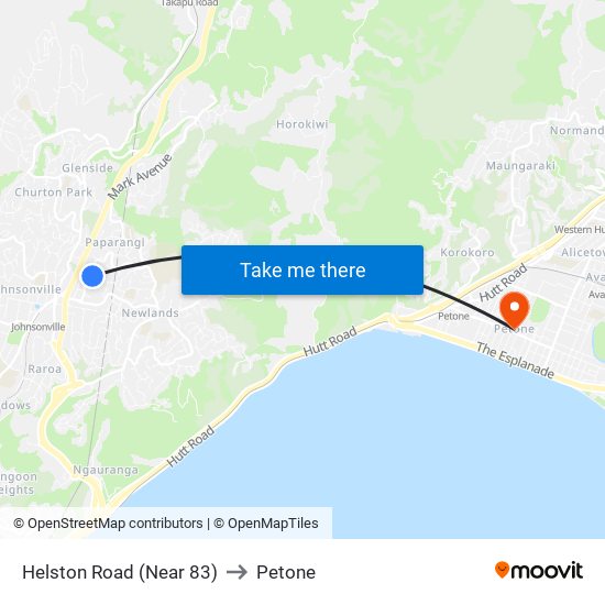 Helston Road (Near 83) to Petone map