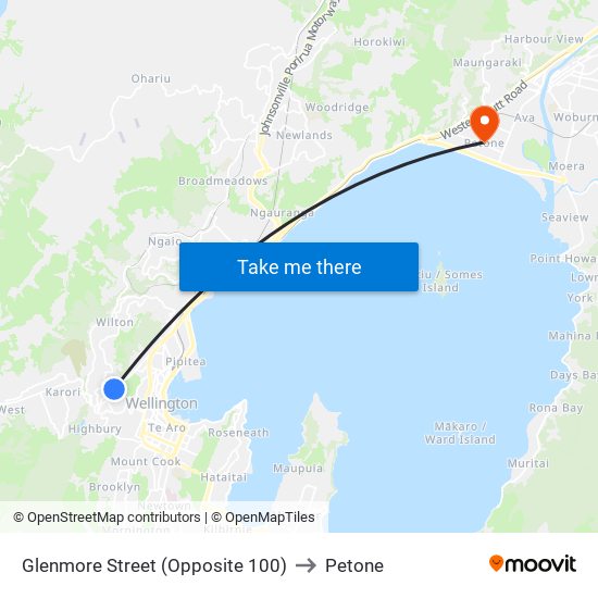 Glenmore Street (Opposite 100) to Petone map