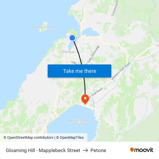 Gloaming Hill - Mapplebeck Street to Petone map