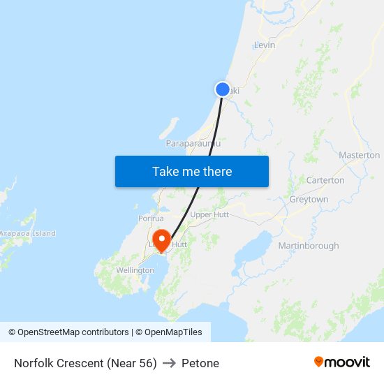 Norfolk Crescent (Near 56) to Petone map