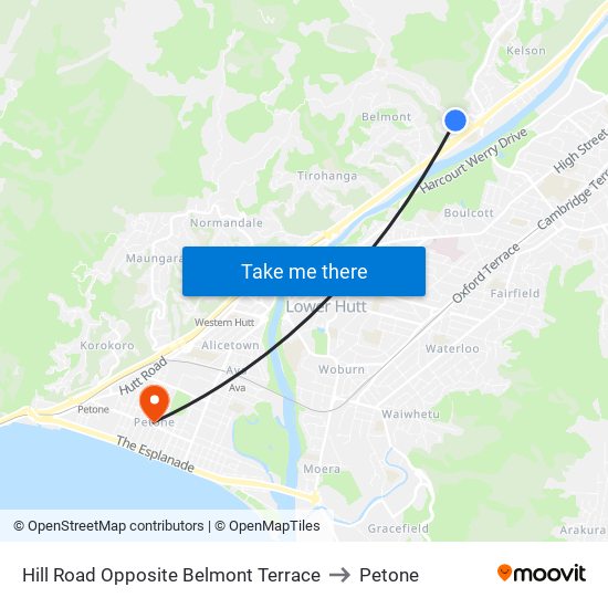 Hill Road Opposite Belmont Terrace to Petone map