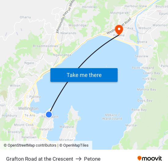 Grafton Road at the Crescent to Petone map