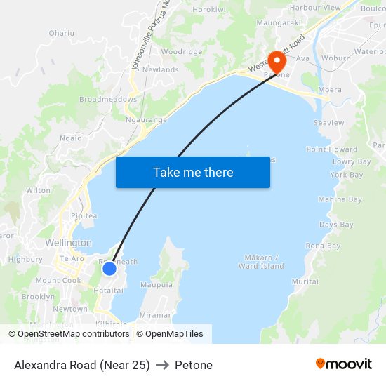 Alexandra Road (Near 25) to Petone map