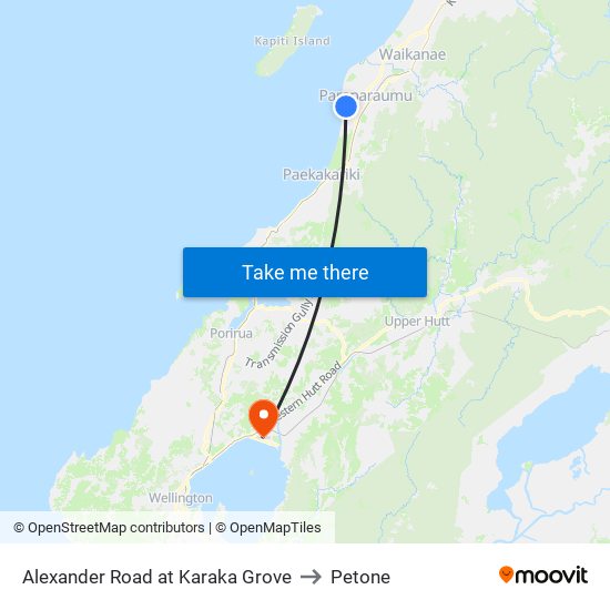 Alexander Road at Karaka Grove to Petone map