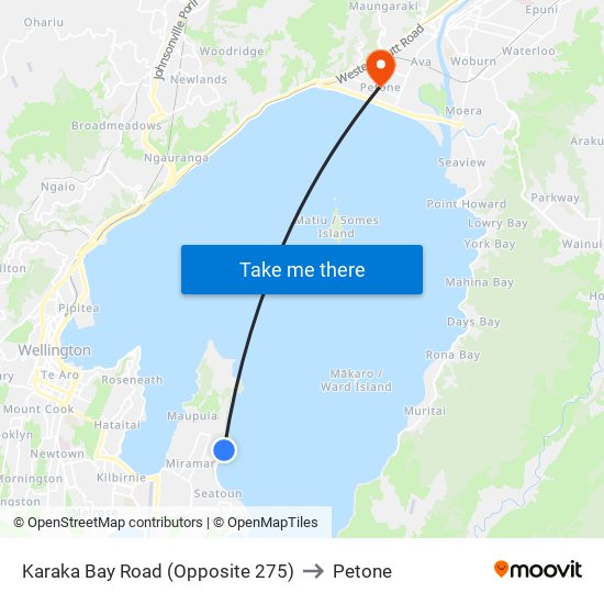 Karaka Bay Road (Opposite 275) to Petone map