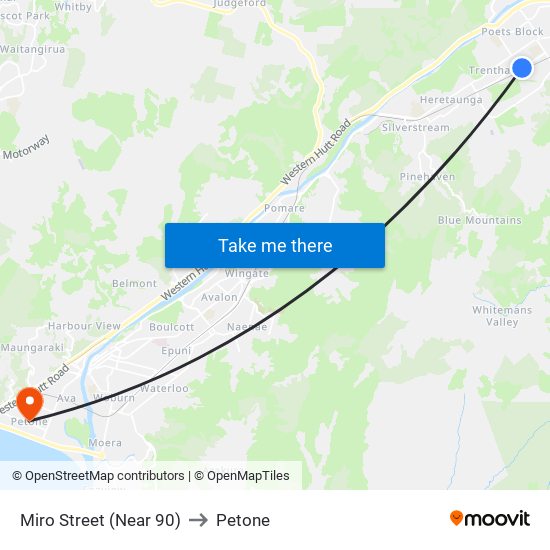 Miro Street (Near 90) to Petone map