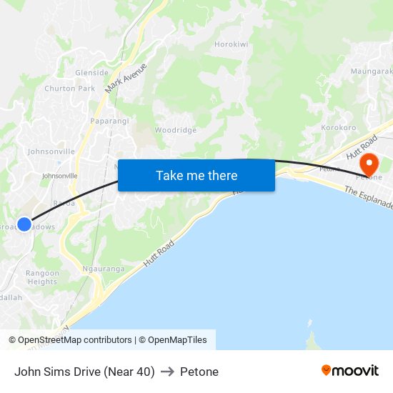 John Sims Drive (Near 40) to Petone map