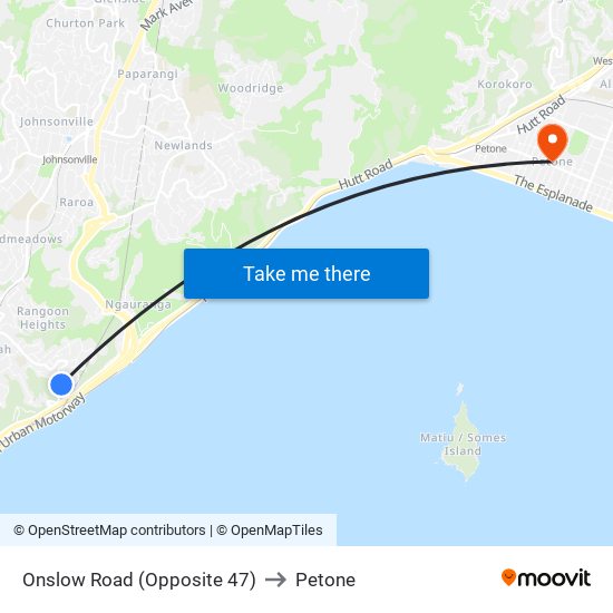 Onslow Road (Opposite 47) to Petone map
