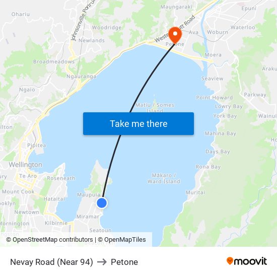 Nevay Road (Near 94) to Petone map