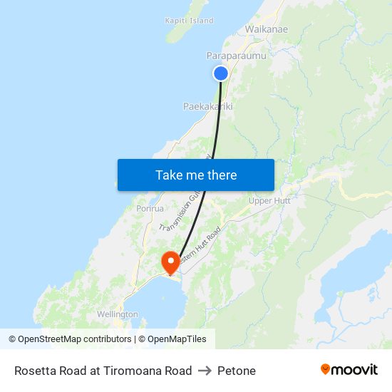 Rosetta Road at Tiromoana Road to Petone map