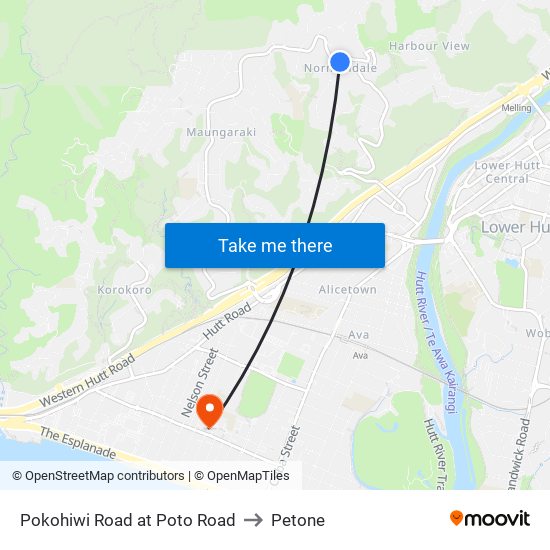 Pokohiwi Road at Poto Road to Petone map