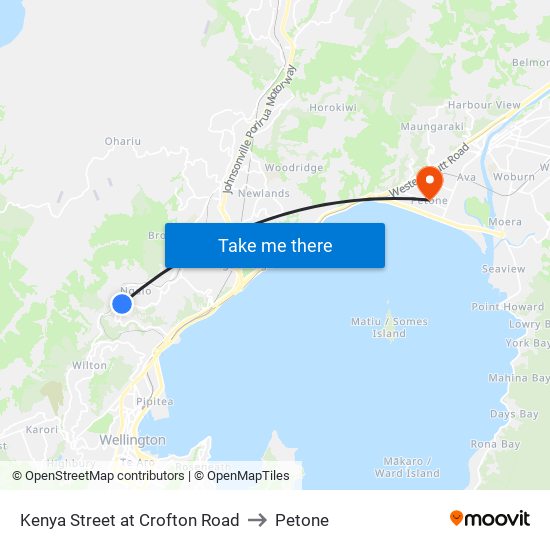 Kenya Street at Crofton Road to Petone map